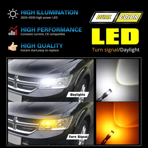 Vista 5 de Alla iluminación 32 W novedad 3030 SMD 3157 de alta potencia 1157 7443 T20 T25 Dual de color blanco ámbar extremadamente Superbrillante Switchback