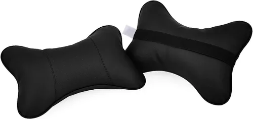 Vista 6 de DS. DISTINCTIVE STYLE Almohada De Cuello De Coche 2 Piezas De Cuero De La PU Almohada De Viaje Para El Reposo De La Cabeza Soporte Del Cuello Para