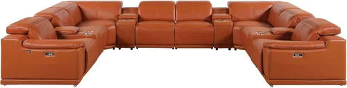 Vista 43 de BlackJack Furniture Venice - Sofá modular de cuero italiano de grano superior de 5 piezas con 3 reclinables eléctricos, reposacabezas ajustable