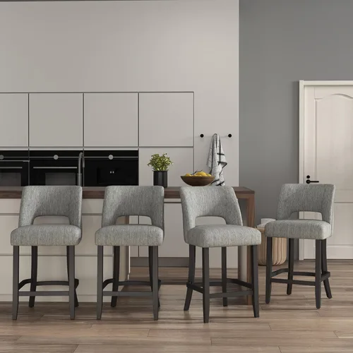 Vista 38 de VKNOW Juego de 2 Taburetes de Bar, Taburetes de Bar Tapizados de Altura de Mostrador, Taburetes Modernos de Mostrador con Patas de Madera para Isla