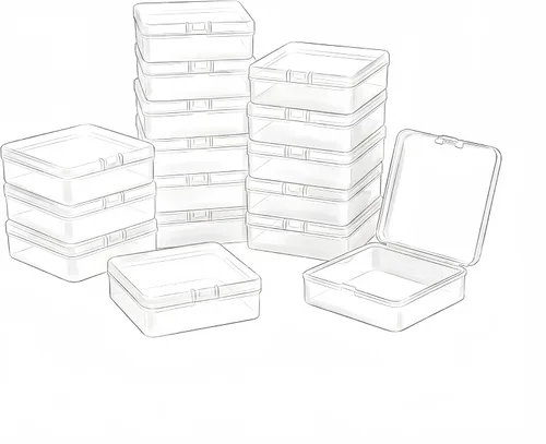 Vista 14 de LJY 100 contenedores cuadrados de plástico transparente con tapas para objetos pequeños y otros proyectos de manualidades