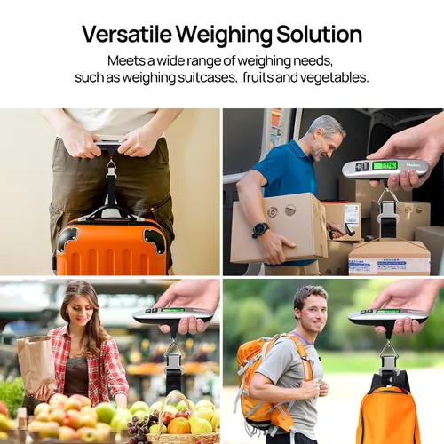 Vista 7 de Meilen - Báscula de equipaje digital para viajes con pantalla LCD retroiluminada, báscula portátil para maleta con capacidad de 110 libras 110.2