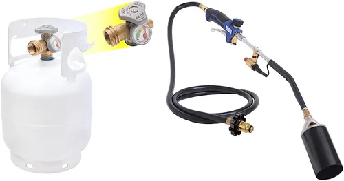 Vista 13 de Flame King YSN5LB-GAUGE - Cilindro de tanque de propano de acero de 5 libras con manómetro y válvulas OPD para parrillas y barbacoas, camping, pesca