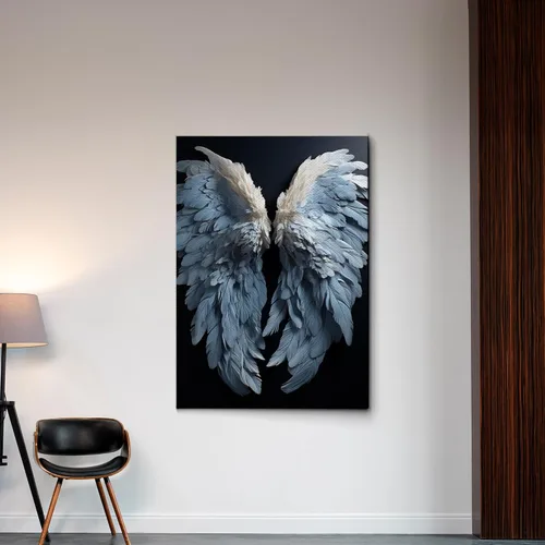Vista 4 de White Angel Wing Prints on Canvas, Abstract Modern Minimalist 3D Texture Acrylic Artwork for Tranquil Bedroom Wall Art Decor, Canvas, Art Decor
