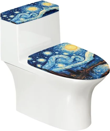 Vista 27 de Flashideas Juego de cubierta para tanque y tapa de inodoro con estampados de patas de perro coloridas - Elástico, se adapta a la mayoría de tanques