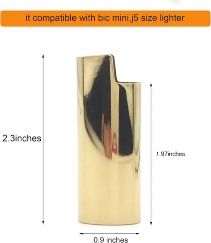 Vista 2 de Mini metal encendedor caso cubierta titular color oro para BIC Mini tamaño encendedor J5