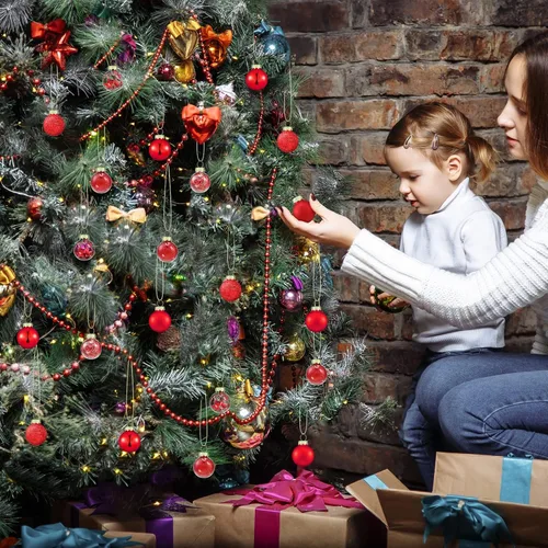 Vista 4 de 36 adornos de Navidad, mini esferas de adornos de Navidad, bola de Navidad de 1 pulgada, mini adornos para decoración de fiestas, bolas en miniatura
