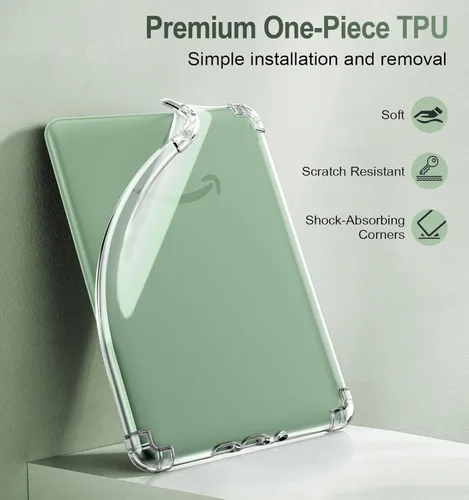 Vista 4 de MoKo Funda transparente para Kindle de 6 pulgadas (11ª generación 2024/2022), ultra transparente, TPU suave, delgada, flexible, transparente