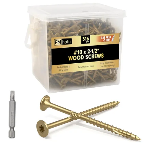 Vista 53 de #10 x 2-1/2" Tornillos para Terraza, 108 Piezas Tornillos para Madera con Cabeza Estrella, Tornillos para Madera Resistentes al Óxido para Negro