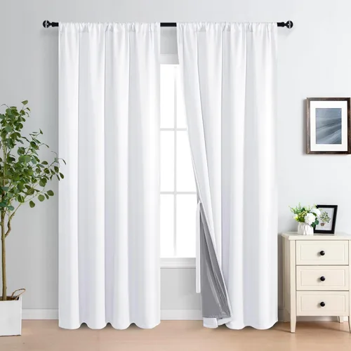 Vista 38 de XWZO Cortinas 100% opacas de 84 pulgadas de largo con alzapaños, protección de privacidad, paneles de ventana de eficiencia energética con forro