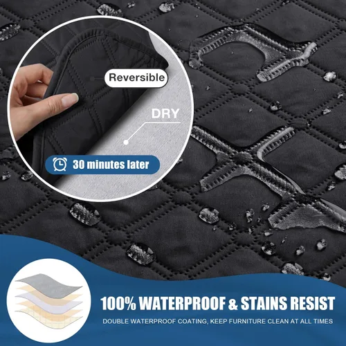 Vista 7 de TAOCOCO Fundas reclinables 100% impermeables, con correas para las piernas, funda de sofá reclinable reversible para silla reclinable, protector