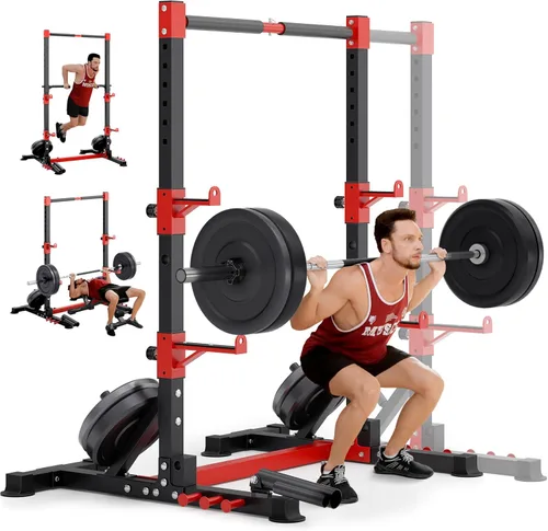 Vista 10 de YOLEO Smith Machine & Squat Rack Combo, Multi-Functional Power Racks with Adjustable Width & Pull-Up Bar, Cable Crossover Power Cage, Independent