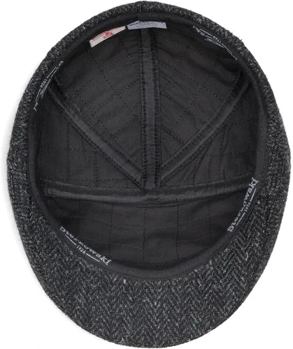 Vista 4 de Sterkowski Ivy Five Harris Tweed Gorra plana para hombre y mujer Clásico elegante cálido 5 paneles Ivy Espiga negro/antracita
