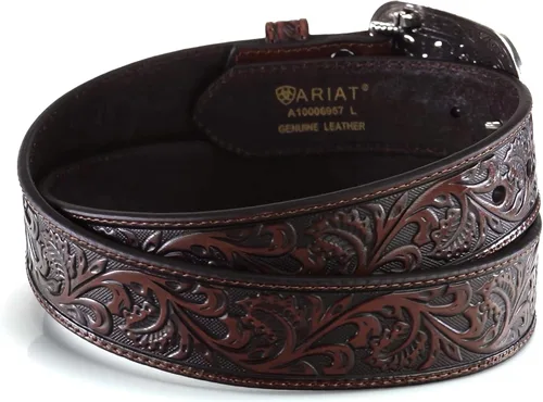 Vista 3 de ARIAT Western Belt A10006944 - Hebilla de cristal en relieve floral para mujer