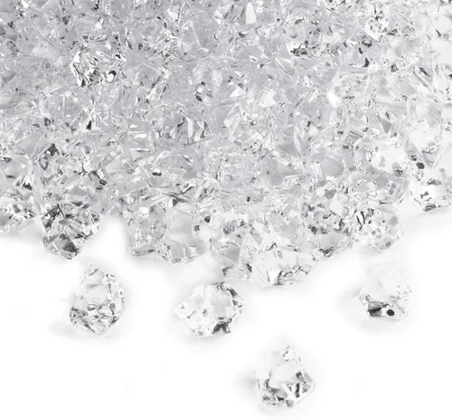 Super Z Outlet Bolsa de 3 Libras de Cubos de Hielo Falsos Transparentes, Cristales de Diamante de Roca Acrílica, Gemas Trituradas de Tesoro para