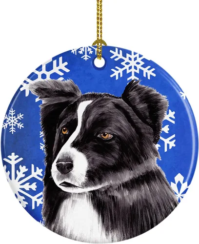 Caroline's Treasures Border Collie - Adorno de cerámica para colgar en el árbol de Navidad, para el hogar, Navidad, fiestas, regalo, 3 pulgadas,