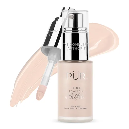 Vista 35 de PÜR MINERALS 4-in-1 Love Your Selfie Foundation & Concealer - Longwear Full Coverage Liquid Makeup Foundation with Hydrating Blend for