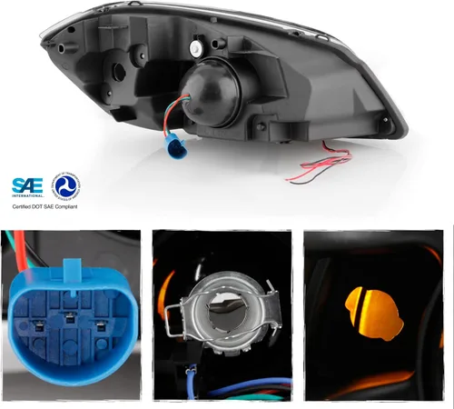 Vista 3 de AKKON - Compatible con Chevy Cobalt 05-06 Pontiac Pursuit 07-10 G5 2005-2010 [tipo halógeno] Barra de luz LED Proyector negro Par de faros delanteros