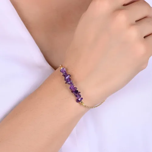 Vista 31 de Gempires Natural Chips Bar Bracelet, Energy Healing Crystals, Birthday, Gift for Her, Gemstone Jewelry 8 inch