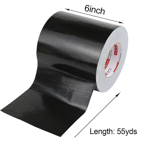 Vista 3 de JIALAI HOME Cinta adhesiva de 6 pulgadas, cinta adhesiva negra resistente de 6 pulgadas x 55 yardas (164 pies) de ancho, cinta adhesiva impermeable