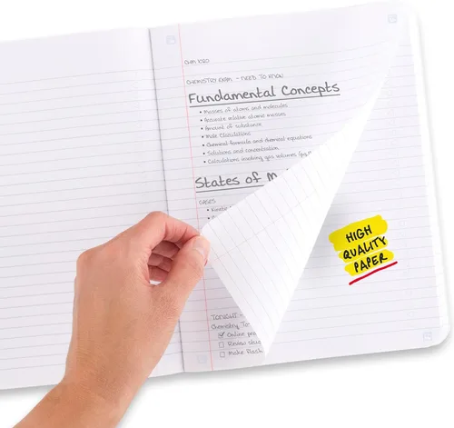 Vista 4 de Five Star Libro de composición + aplicación de estudio, paquete de 4, papel rayado universitario, 7-1/2 x 9-3/4 pulgadas, 80 hojas, verde bosque