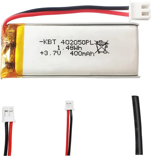 Vista 7 de Batería de polímero de litio KBT 3.7V 400mAh: 303040 Reemplazo de baterías de iones de litio recargables con conector JST 2.0 para grabadora