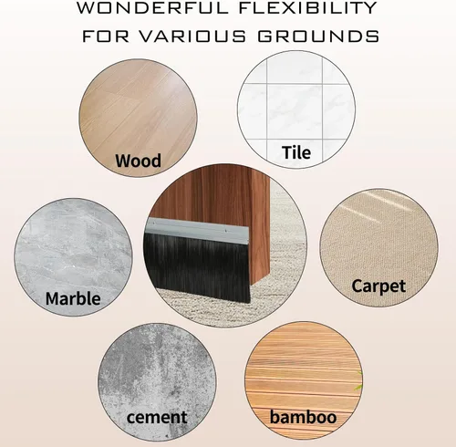 Vista 5 de 1 Juego x 39.37 Pulgadas Cepillo de Puerta de Cabello Neto de 2.5 Pulgadas de Ancho, Sello de Barrido de Rodillo para Garaje, Cepillo de Puerta