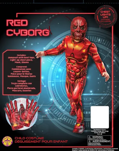 Vista 3 de Rubie's Mono y máscara de Cyborg rojo iluminado para niños, como se muestra, XL