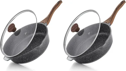 Vista 20 de SENSARTE Sartén antiadherente de cerámica para saltear de 10 pulgadas/3.5QT, sartén antiadherente para freír profundamente con tapa, olla jumbo