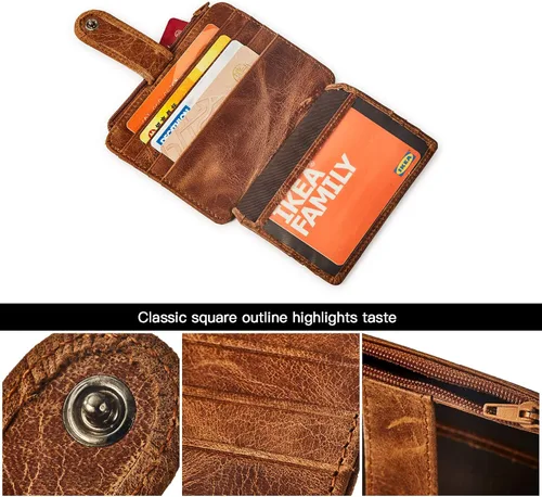 Vista 7 de BRASS TACKS LEATHERCRAFT Vintage Top Grain Leather Wallet for Men Gift Box