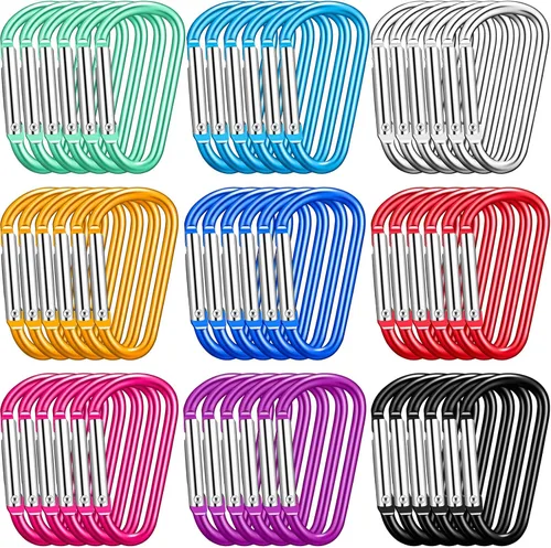 Shimeyao 180 piezas de clip de aluminio pequeño llavero hebilla clip a granel mini anillo de aluminio forma pequeña cerradura resorte broche gancho