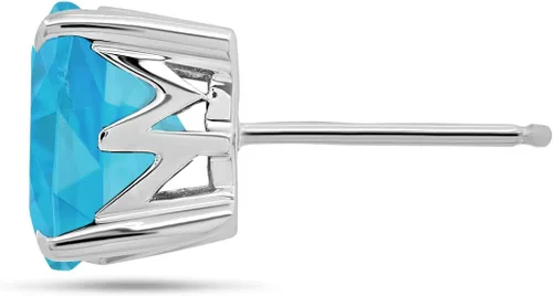 Vista 2 de 3 CT Gemstone Stud Earrings 925 Sterling Silver Birthstone Jewelry for Women Hypoallergenic 8mm Cushion Cut with Push Back Stone Studs Set By