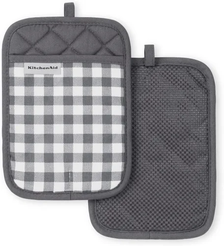 Vista 6 de KitchenAid Juego de 2 soportes para ollas a cuadros, cielo aguamarina, 7 x 10 pulgadas