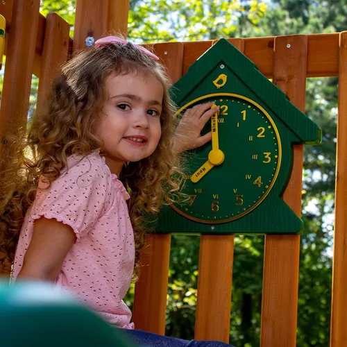Vista 3 de Gorilla Playsets 07-0036-G Funtime Reloj de plástico Swing Set Adjunto, Verde con Amarillo
