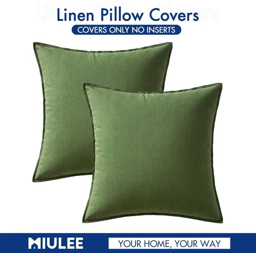 Vista 97 de MIULEE - Paquete de 2 fundas de cojín decorativas de lino, estilo bohemio y moderno, suaves, acento euro, para cama, neutral, fundas de cojín
