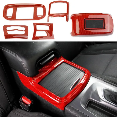 Vista 8 de Crosselec - Cubierta de panel de cambio de engranajes de control central para Dodge Charger 2015-2022 (Grano de madera láser-puerta)