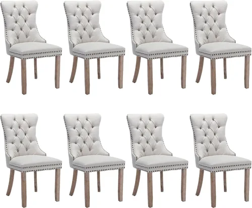 Vista 148 de SoarFlash Juego de 6 sillas de comedor de terciopelo, silla lateral de respaldo alto, silla lateral tapizada moderna de alta gama con capitoné