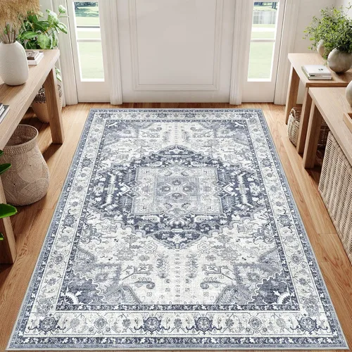 Vista 38 de Alfombra de 3 x 5 pies con parte trasera antideslizante, resistente a las manchas, lavable para sala de estar, dormitorio y comedor, alfombra