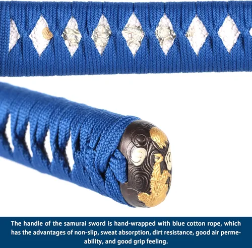 Vista 6 de entez Samurai Espada Real – Espada Katana con hoja de acero Damasco de alta dureza, espada completa