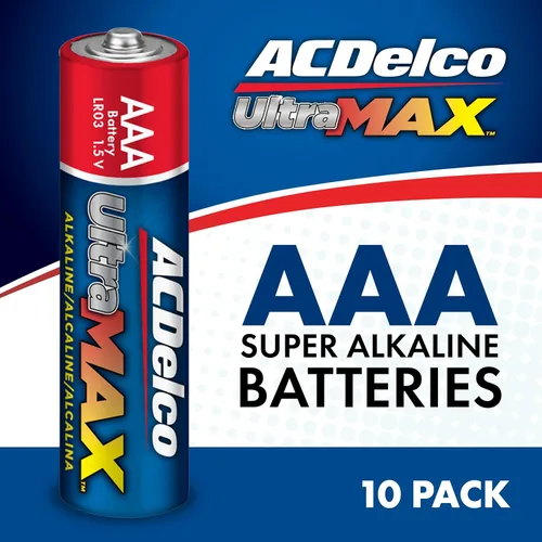 Vista 2 de Powermax ACDelco UltraMAX 10 pilas AAA triples, batería alcalina con tecnología avanzada para el hogar y la oficina, vida útil de 10 años, embalaje