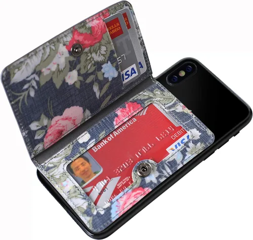 Vista 24 de CheapSunday Soporte para tarjetas de identificación para la parte posterior del teléfono, cartera de cuero para teléfono con soporte, billetera Beige