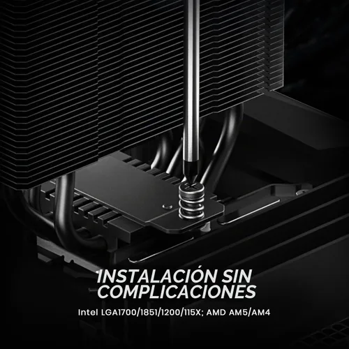 Vista 6 de ID-COOLING SE-214-XT Negro - Enfriador de CPU de diseño completamente negro, 4 tubos de calor de contacto directo, ventilador PWM de 120 mm, sin