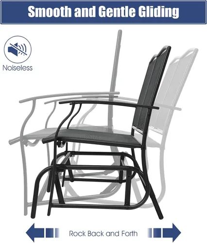 Vista 6 de Giantex Bancos planeadores de patio para exteriores, silla mecedora con marco de acero, capacidad de 400 libras, balancín de columpio para patio