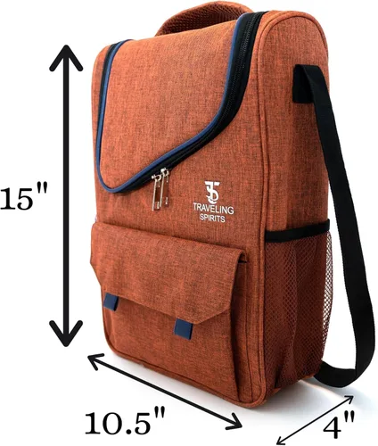 Vista 7 de Bolsa de viaje aislada para vino tinto Bolsa de viaje de 2 a 3 botellas con vasos de acero inoxidable Bolsa enfriadora para viajes - Gran regalo