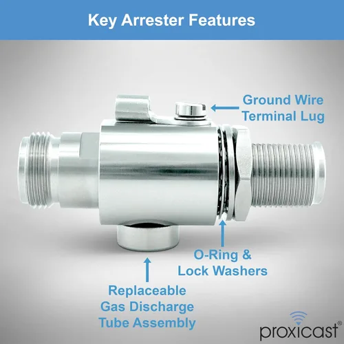 Vista 4 de Proxicast Pararayos coaxial para relámpagos para 0 a 6 GHz (N-hembra/N-hembra) - Protector de relámpagos de antena de 230V de grado profesional
