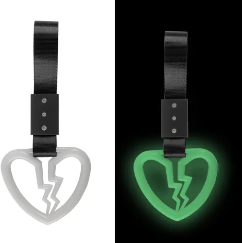 Vista 12 de Q1-TECH, JDM Tsurikawa Anillo japonés de metro, tren, autobús, mango de corazón roto, correa de mano, anillos de advertencia para parachoques