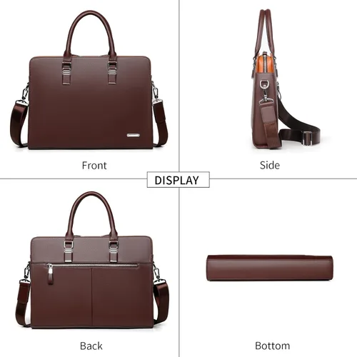 Vista 3 de FSD.WG Bolsa de negocios Maletín de cuero Bolso de negocios para computadora portátil para hombres