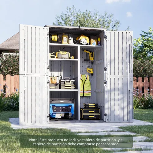 Vista 9 de Aoxun Cobertizo de almacenamiento para exteriores, 64 pies cúbicos, cobertizos verticales de almacenamiento al aire libre con piso, gabinete