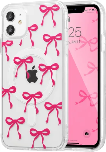 Vista 84 de UEEBAI - Funda magnética para iPhone 11, diseño de lazo, compatible con MagSafe, funda transparente delgada inalámbrica, antiamarilleo, a prueba