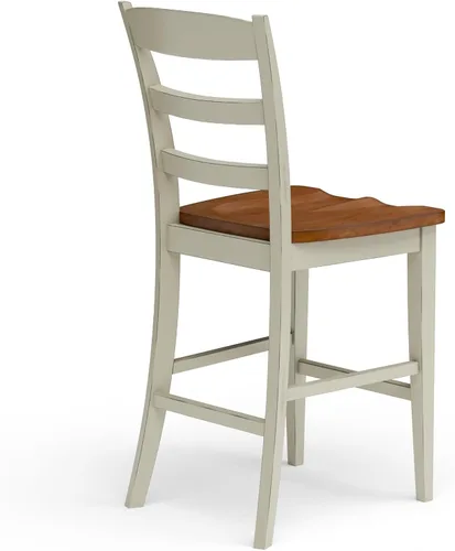 Vista 9 de Homestyles Monarch Taburete de bar de madera blanca antigua